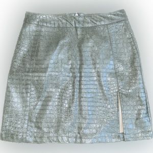 Pretty little things Green Vinyl Faux Leather Crocodile Mini Skirt